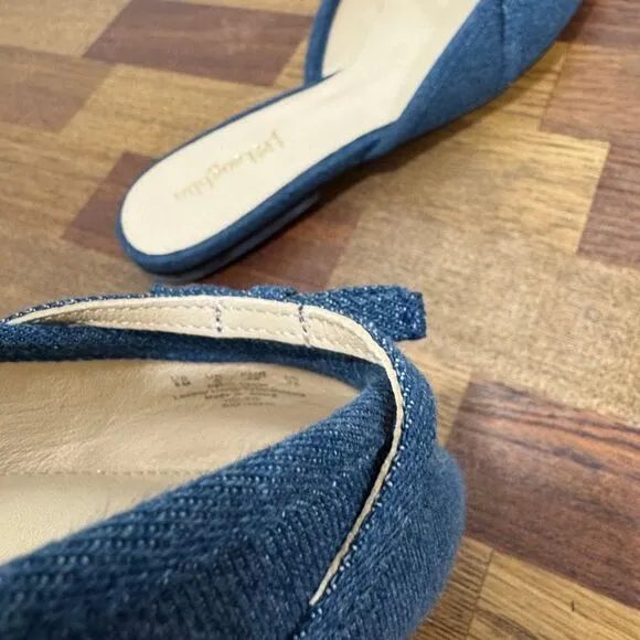J Mclaughlin Holina Mules Denim Chambray Flats Y2K Slip On NWT Size 8 Sandals