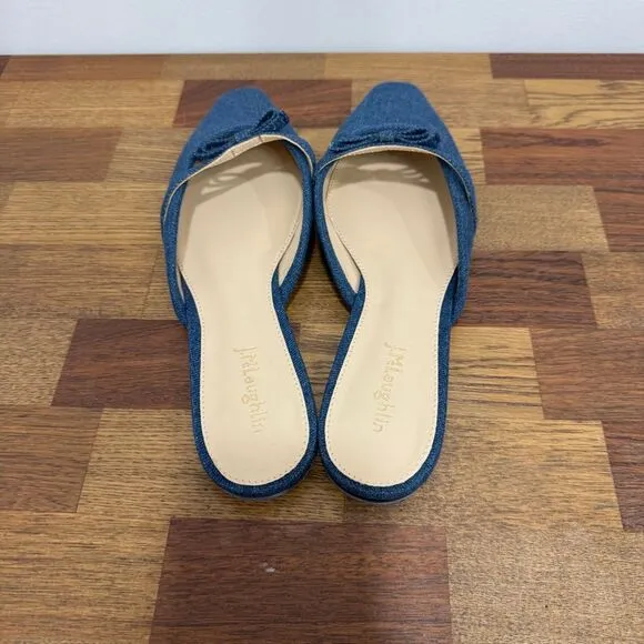J Mclaughlin Holina Mules Denim Chambray Flats Y2K Slip On NWT Size 8 Sandals