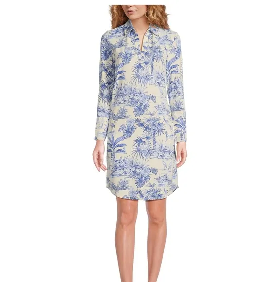 J. MCLAUGHLIN Pastel Floral Paisley Cotton Tunic Dress. Size Large