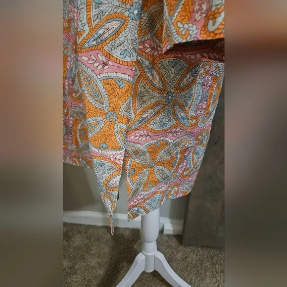 J. MCLAUGHLIN Pastel Floral Paisley Cotton Tunic Dress. Size Large