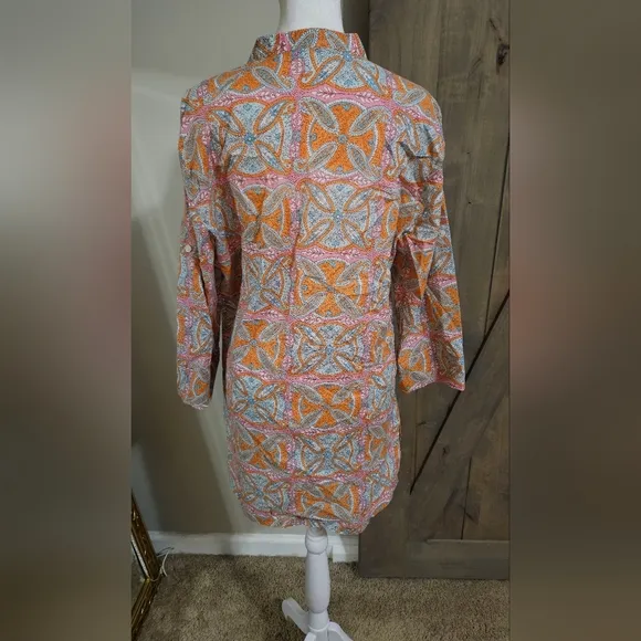 J. MCLAUGHLIN Pastel Floral Paisley Cotton Tunic Dress. Size Large