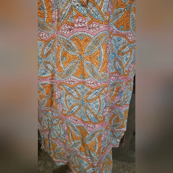 J. MCLAUGHLIN Pastel Floral Paisley Cotton Tunic Dress. Size Large