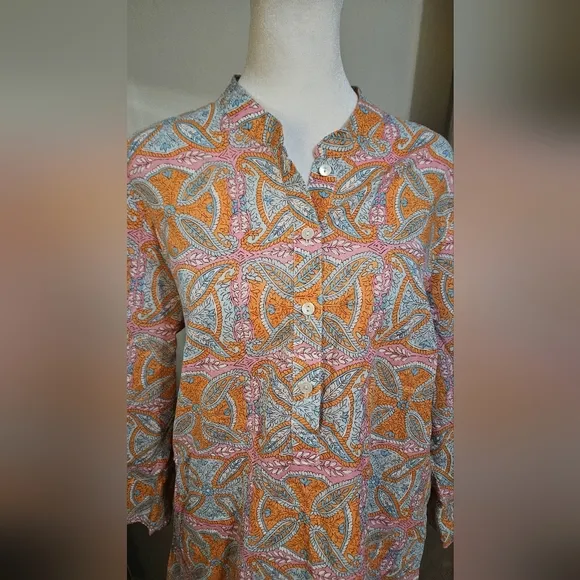 J. MCLAUGHLIN Pastel Floral Paisley Cotton Tunic Dress. Size Large