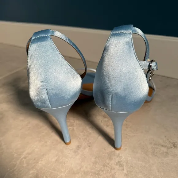J. Renee heels sandals satin Strappy stilettos women’s pastel blue NEW j.Renee