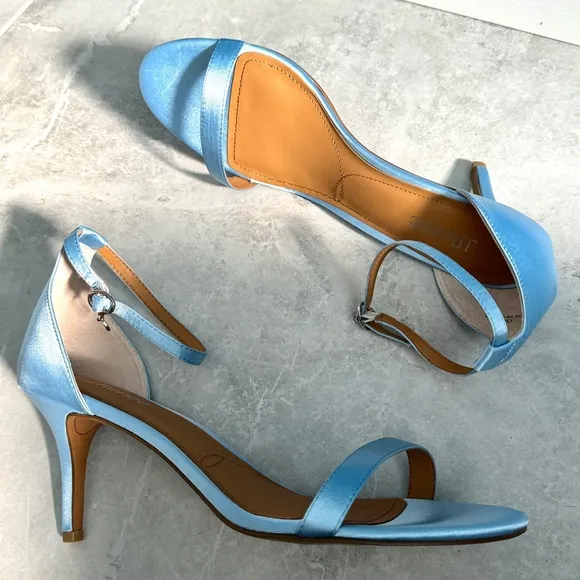 J. Renee heels sandals satin Strappy stilettos women’s pastel blue NEW j.Renee