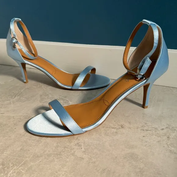 J. Renee heels sandals satin Strappy stilettos women’s pastel blue NEW j.Renee