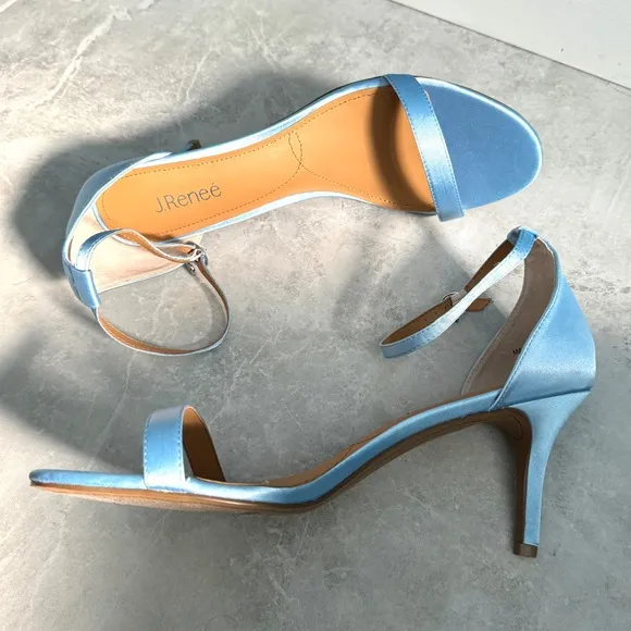 J. Renee heels sandals satin Strappy stilettos women’s pastel blue NEW j.Renee