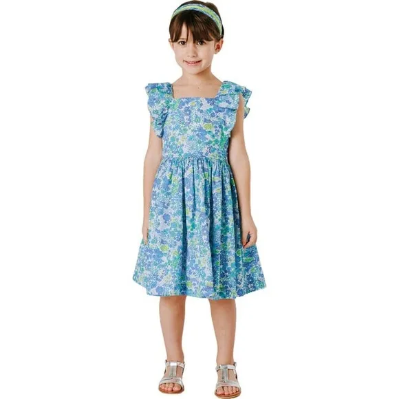 Jacadi Apolline Dress, blue and multicolor liberty print floral summer dress