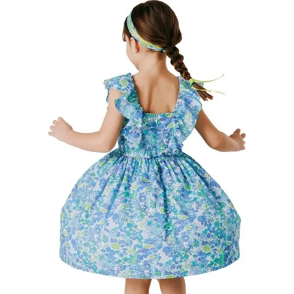 Jacadi Apolline Dress, blue and multicolor liberty print floral summer dress