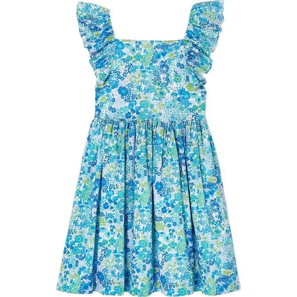 Jacadi Apolline Dress, blue and multicolor liberty print floral summer dress