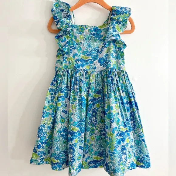 Jacadi Apolline Dress, blue and multicolor liberty print floral summer dress