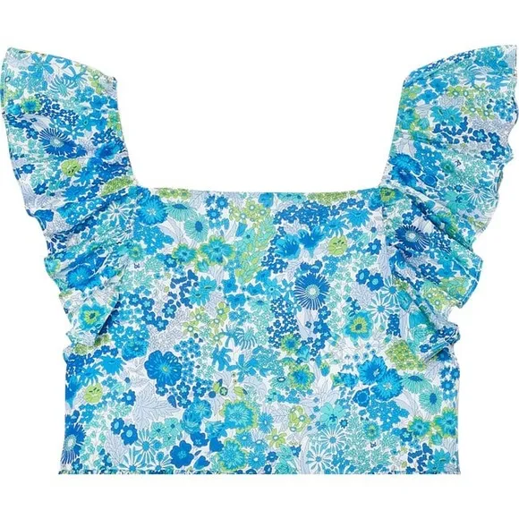 Jacadi Apolline Dress, blue and multicolor liberty print floral summer dress