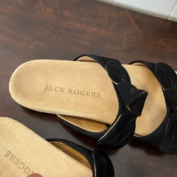 Jack Rogers 8 Annie double knit black slide sandals