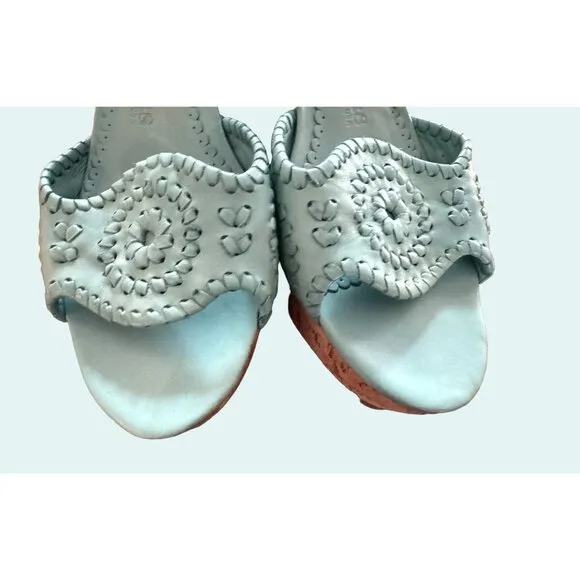 JACK ROGERS Barcelona Cork Wedge Open Toe Sandals Turquoise Size 9