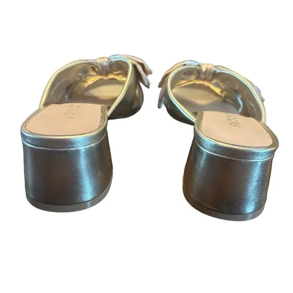 Jack Rogers Debra Bow Slip-On Dress Sandals Platinum Nappa Leather  NEW Size 6.5