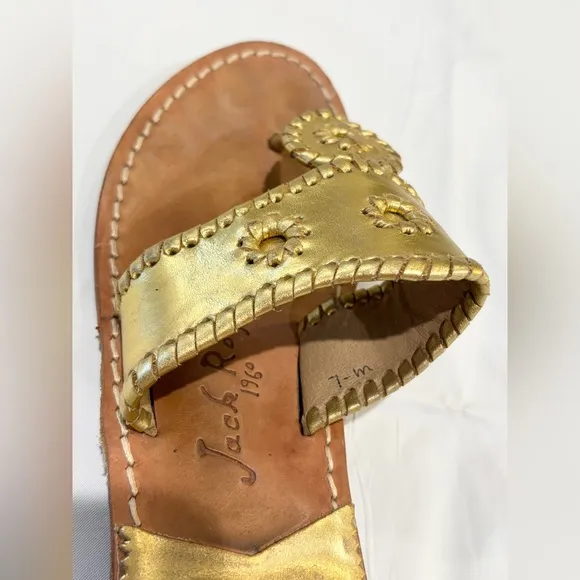 Jack Rogers Gold Leather Women's Sandals