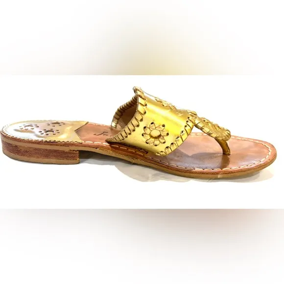 Jack Rogers Gold Leather Women's Sandals