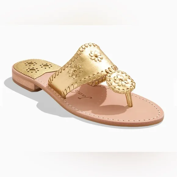 Jack Rogers Gold Leather Women's Sandals