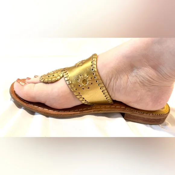 Jack Rogers Gold Leather Women's Sandals