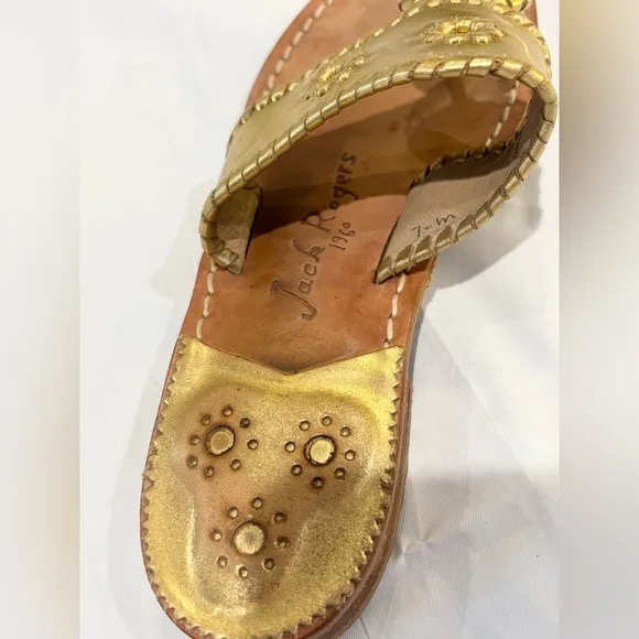 Jack Rogers Gold Leather Women's Sandals