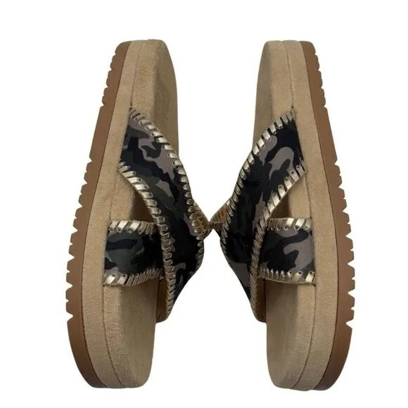 Jack Rogers Lexi Cross Camo Sandals Green Size 7