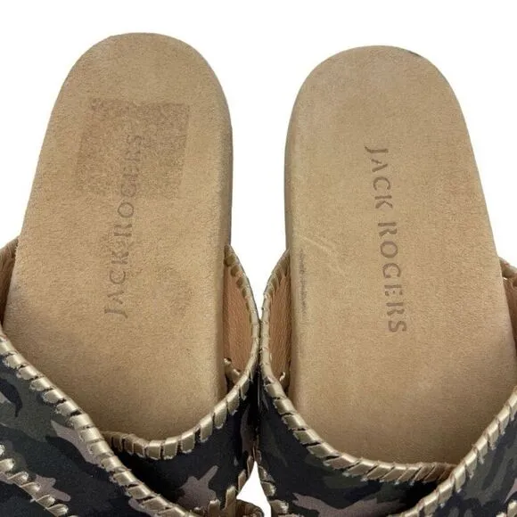 Jack Rogers Lexi Cross Camo Sandals Green Size 7