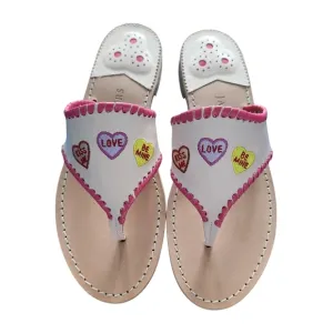 Jack Rogers Love Embroidered Leather Sandals 8.5 Valentine's Day Vacation Summer