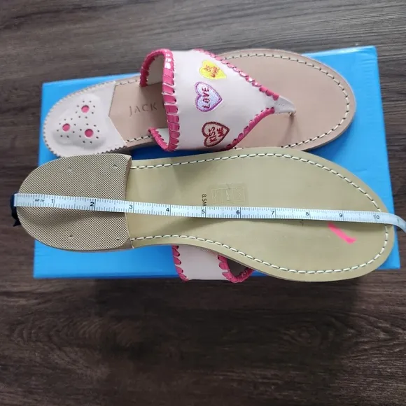 Jack Rogers Love Embroidered Leather Sandals 8.5 Valentine's Day Vacation Summer