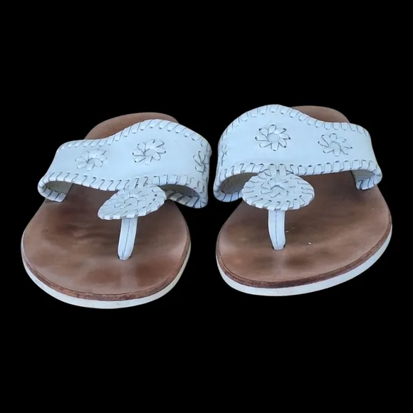 Jack Rogers Signature Jacks Flat Sandals Size 8 White Capri Crafted in Brazil