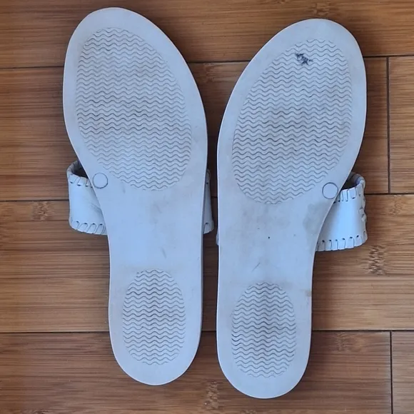 Jack Rogers Signature Jacks Flat Sandals Size 8 White Capri Crafted in Brazil