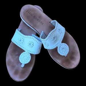 Jack Rogers Signature Jacks Flat Sandals Size 8 White Capri Crafted in Brazil