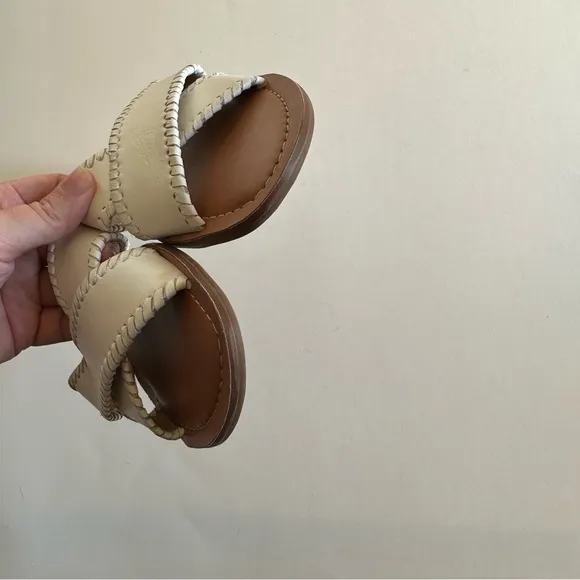 Jack Rogers White Leather Sloane X Cross Band Slip On Sandals