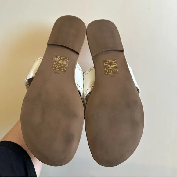 Jack Rogers White Leather Sloane X Cross Band Slip On Sandals