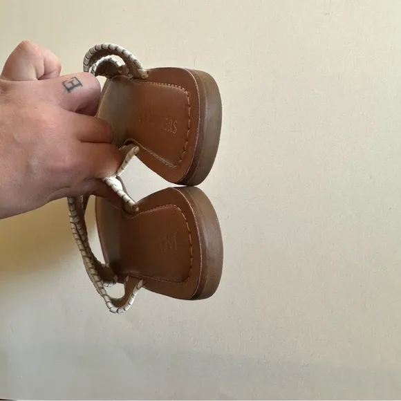 Jack Rogers White Leather Sloane X Cross Band Slip On Sandals
