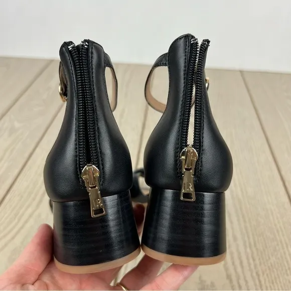 Jack Rogers Women's Abigail Mid- Heel Dress Knot Sandals 9.5M Black Leather $138