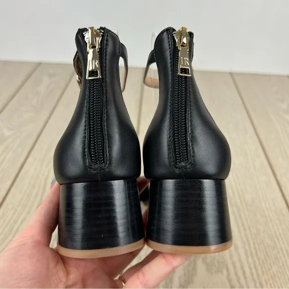 Jack Rogers Women's Abigail Mid- Heel Dress Knot Sandals 9.5M Black Leather $138