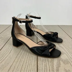 Jack Rogers Women's Abigail Mid- Heel Dress Knot Sandals 9.5M Black Leather $138