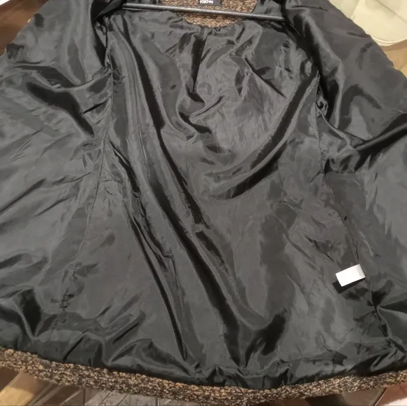 Jacket Womens Oasis/Foschini Sz 8 Metal Zipper Tan Black Dressy Casual Classy