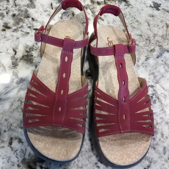 JBU by Jambu Red Vegan Leather Open Toe Sandals