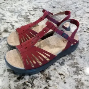 JBU by Jambu Red Vegan Leather Open Toe Sandals