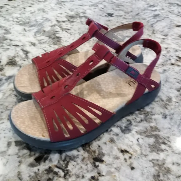 JBU by Jambu Red Vegan Leather Open Toe Sandals