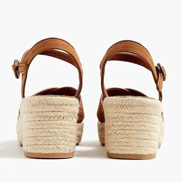 J.Crew Platform Espadrille Heeled Sandals in Warm Chicory Suede Size 7.5 NWB