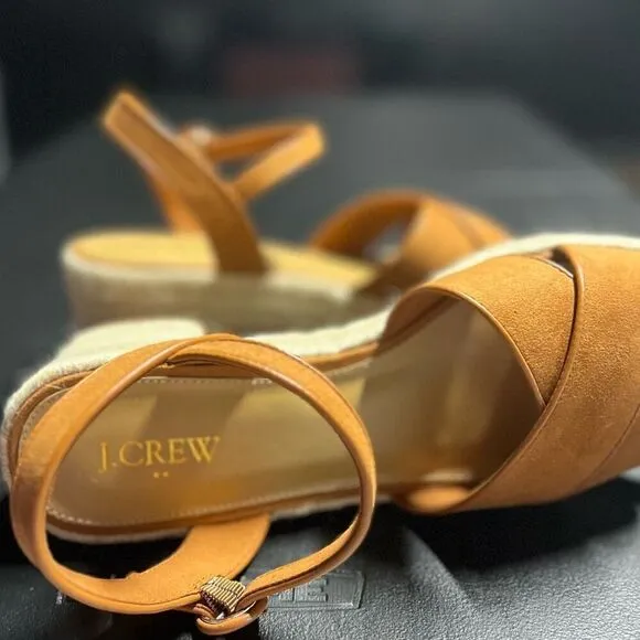 J.Crew Platform Espadrille Heeled Sandals in Warm Chicory Suede Size 7.5 NWB