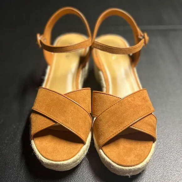 J.Crew Platform Espadrille Heeled Sandals in Warm Chicory Suede Size 7.5 NWB