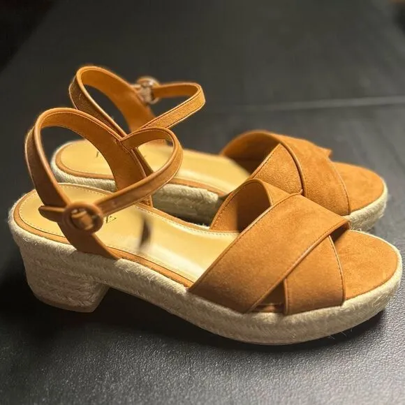 J.Crew Platform Espadrille Heeled Sandals in Warm Chicory Suede Size 7.5 NWB