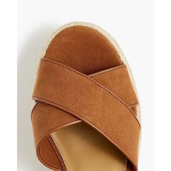 J.Crew Platform Espadrille Heeled Sandals in Warm Chicory Suede Size 7.5 NWB