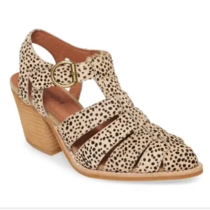 Jeffrey Campbell Angora Heeled Jaguar Print Calf Hair Heeled Sandals Size 5.5