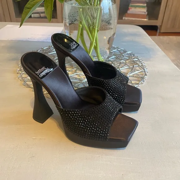Jeffrey Campbell Hollywood Rhinestone Platform Sandals Size 7