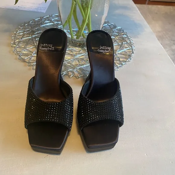 Jeffrey Campbell Hollywood Rhinestone Platform Sandals Size 7