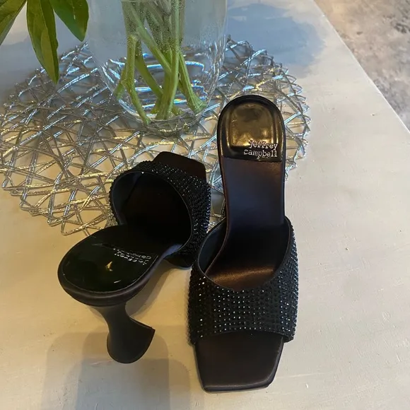 Jeffrey Campbell Hollywood Rhinestone Platform Sandals Size 7